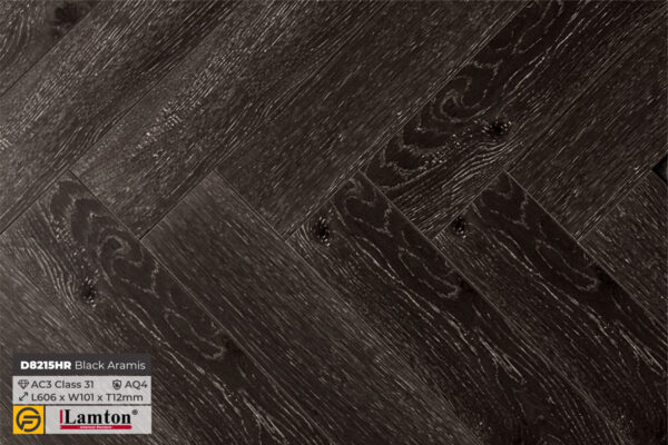 Sàn gỗ xương cá Lamton Herringbone D8215HR Black Aramis - 12mm - AC3 - AQ4