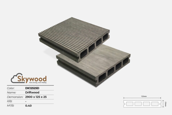 Sàn ngoài trời WPC Skywood DK12525D - Driftwood - 25mm