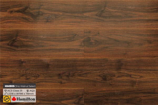 Sàn gỗ Hamilton HM805 Ohio Walnut Select - 8mm - AC3 - AQ4