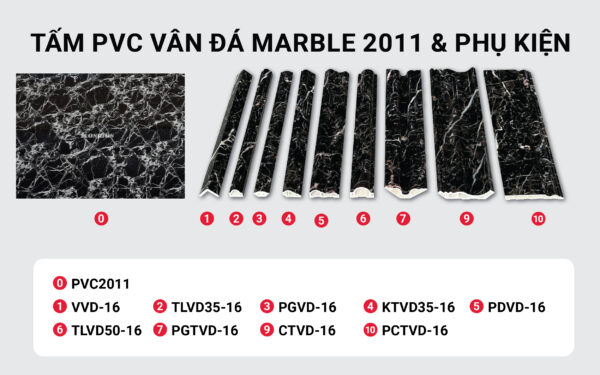 Bộ tấm ốp PVC vân đá Marble PVC2011 và phụ kiện 16