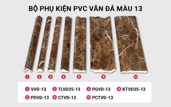 Bộ phụ kiện PVC vân đá màu 13