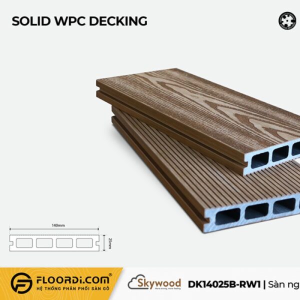 Sàn ngoài trời WPC - DK14025B-RW01 - B.Teak - 25mm